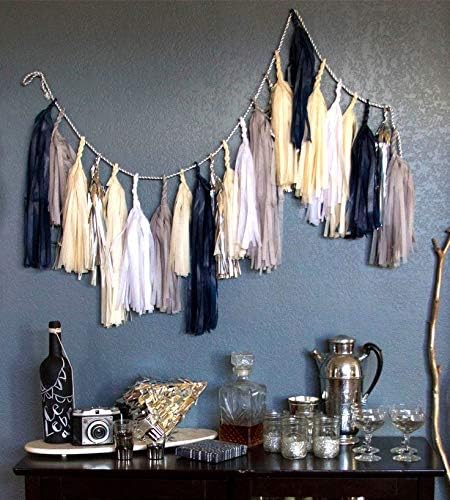 9.8in Gold Tissue Paper Tassel DIY Hanging Paper Decorations Party Garland for Parties, Weddings, Festivals, Baby Showers - 20PCS (Deep Gold 25cm)