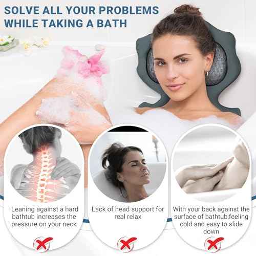 Full Body Bathtub Pillow Thick Bath Pillows for Tub 4D Bathtub Cushion with Powerful Suction Cups for All Bathtub Bath Accessories 51" x 16" (Grey)