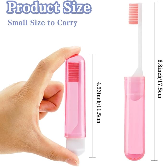 Travel Toothbrush 3Pcs Travel Toothbrush Set Mini Toothbrushes Soft Portable Toothbrushes Travels with Tooth Brush Cover Small Folding Toothbrush Individually Wrapped for Travels Black Blue Pink