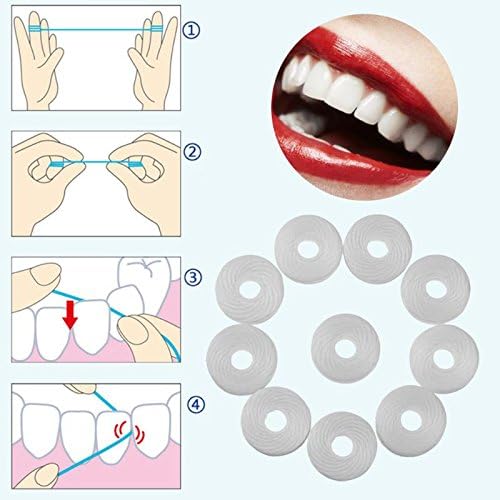8Pcs/Pack Dental Flosser Mint Flavor Dental Floss Built-in Spool Flat Wire Replacement Core Dental Floss 50M Each(Comes with a Box for Easy Carrying) (White)