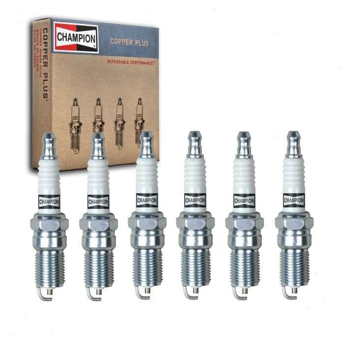 6 pc Champion Copper Plus Spark Plugs compatible with Ford Mustang 3.8L 3.9L V6 1998-2004