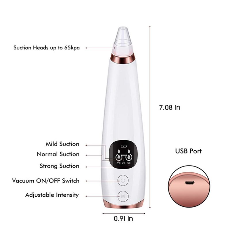 Blackhead Remover Pore Vacuum Tool Kit - 6 Suction Heads, 3 Modes, Pore Cleansing Blackhead Vacuum,Ideal for Men and Women