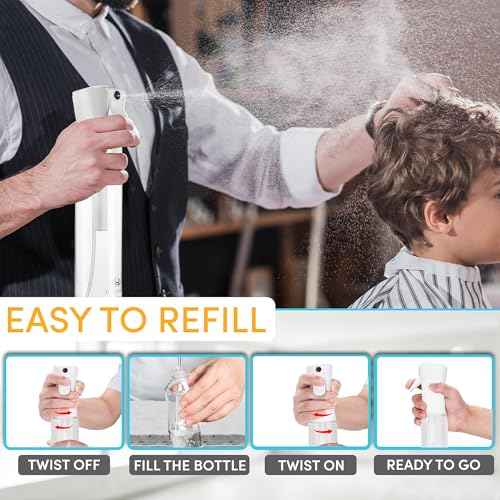 Hula Home Spray Bottle for Hair (10.1oz/300ml) - Powered by Flairosol¢ç Spray Technology - Continuous Ultra Fine Mist Sprayer ? For Hairstyling, Cleaning, Salons, Plants, Essential Oil & More - White