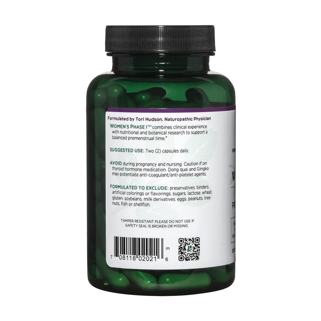 Vitanica Women's Phase I, Premenstrual Support, Vegan, 120 Capsules