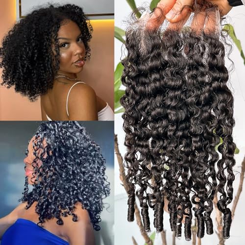 YMS 3C4A Burmese Curly Human Hair Transparent HD Lace Closure 18 Inch Unprocessed Burmese Raw Hair Real Human Hair 16A Natural Color Human Hair 5x5 Lace Closure