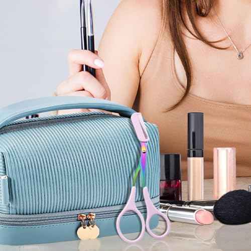 Eyebrow Trimmer Scissor, 2025 New 2 in 1 Eyebrow Scissors with Comb, Curved Eye Brow Razor, Non-Slip Stainless Steel Facial Hair Removal Accessories Makeup Tool (Black)
