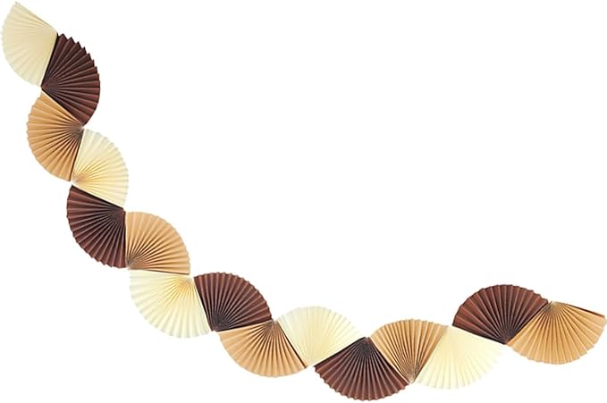 Coffee Paper Fan Garland - Paper Fan Garland Party Decorations - Perfect for Birthday Parties, Holiday Decorations, Family Gatherings, Weddings and More (Coffee)