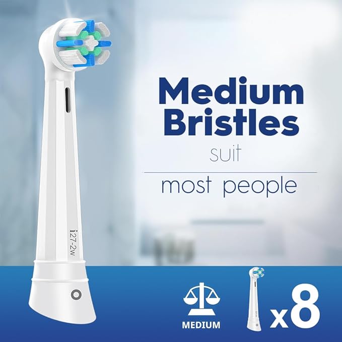iO Replacement Heads Compatible with Oral B iO 2/3/4/5/6/7/8/9/10/Deep Clean Series Electric Toothbrush, IO Toothbrush Heads, Brush Heads with Medium-Hard bristles Care Your Teeth (8 White)