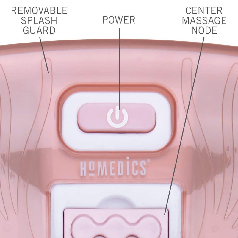 Homedics Bubble Bliss Deluxe-Foot Spa, Heat Maintenance, Raised Nodes, 3 Attachements, Pink