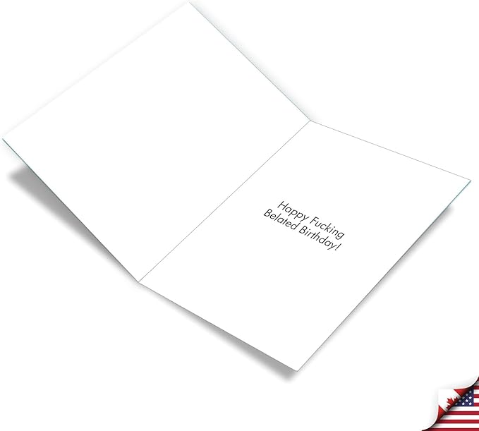 NobleWorks - 1 Jumbo Belated Happy Birthday Card (8.5 x 11 Inch) - Big Humor Stationery for Birthdays - Late Card J7348BEG
