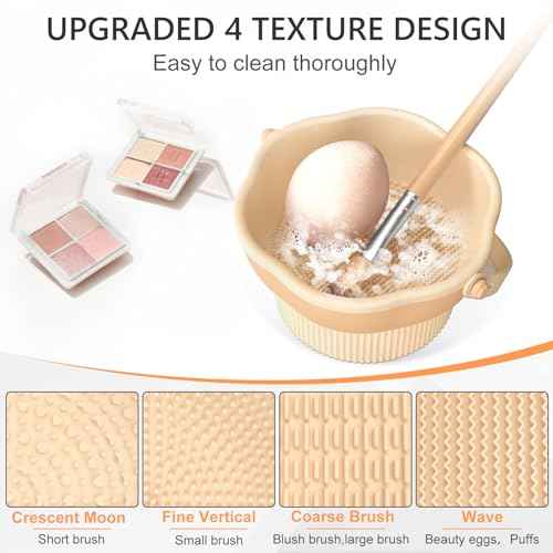 senbowe 3 in 1 Makeup Brush Cleaner Mat, Silicone Makeup Brush Cleaner Bowl Cosmetic Brushes Cleaning Pad Tool Organizer for Storage and Air Drying, Make Up Brush Washing Tool for Sponge