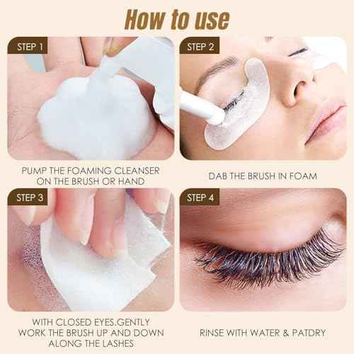 60ml Beige Lash Shampoo kit for Lash Extensions. Lash Wash for Eyelash Extensions & Natural Lashes. lash extension cleanser for Makeup Remover Oil & Sulfate Free for Salon and Home Use