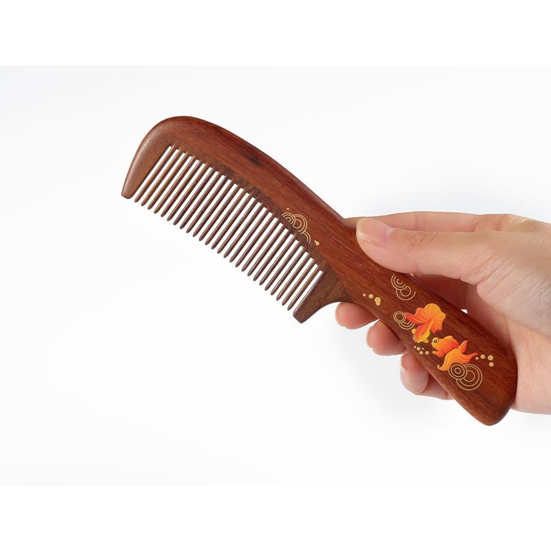 TAN MUJIANG Hair Comb Natural Wood Anti-static (Goldfish)