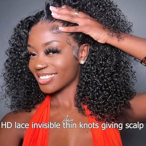 Lemoda 13x4 Burmese Kinky Curly Lace Front Human Hair Wigs Outlets Sale 210% 24Inch Deep Curly 13x4 HD Transparent Lace Frontal Wigs For Women Pre Plucked