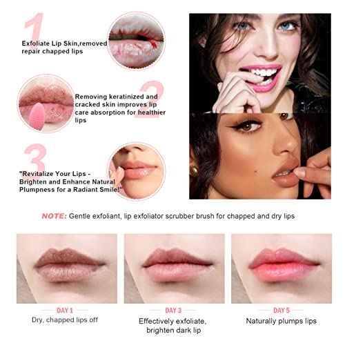 Lip Scrub Brush,Lip Scrubber Exfoliator,Double-Sided Silicone Lip Exfoliating Tool,Gentle Lip Exfoliator Scrubber Brush for Smooth,Soft,Bright,and Healthy Lips(2 PCS)