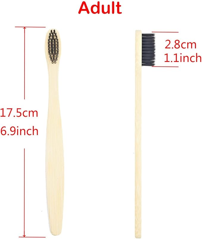 SEVENHEAD Bamboo Toothbrushes Adults & Kids Family Set 6+4 PCS Soft Bristles Wooden Toothbrushes, Natural Biodegradable BPA Free Eco Friendly Toothbrushes Black