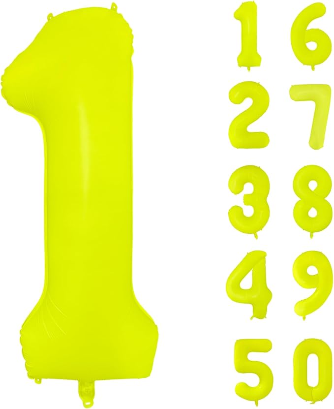 Fluorescent Yellow Number Balloon 40 inch Giant Foil Helium Balloons Yellow Number 1 Balloon for 1st Birthday Party Decorations