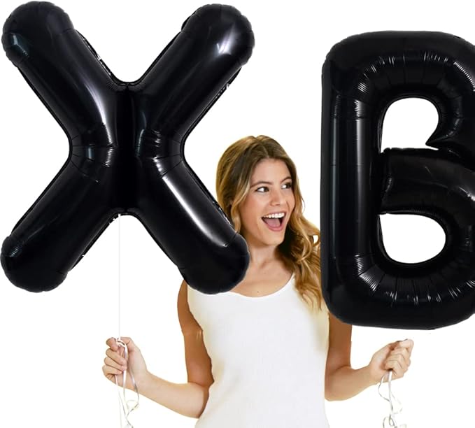 TONIFUL 40 Inch Large Black B Letter Jumbo Helium Balloons,Foil Mylar Big Alphabet Balloons for Birthday Party Anniversary Supplies Decorations