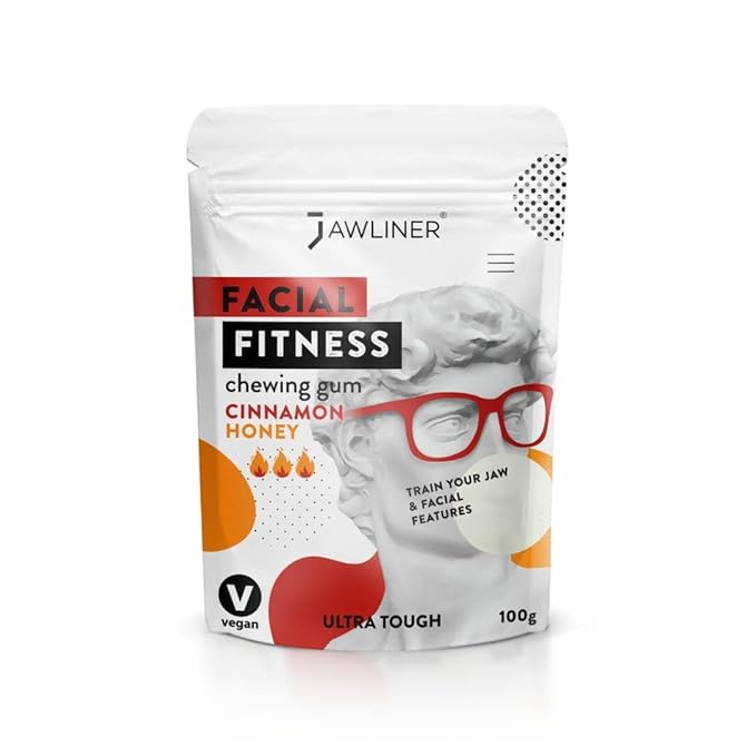 Jawliner® - Pioneers the Toughest Handmade 15x Harder Jawline Gum Includes 12 Weeks Coaching - Sugar-Free Cinnamon Honey Gum - Jawline Exerciser for Mewing & Shaping the Jaw (2 Months Pack)