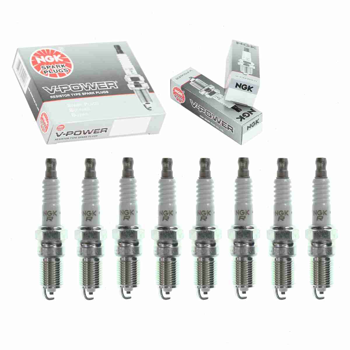 8 pc NGK V-Power Spark Plugs compatible with Cadillac DeVille 4.1L 4.5L 4.6L 4.9L V8 1982-2005