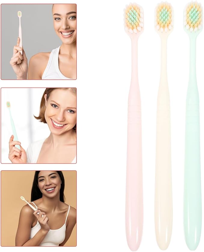 Soft Bristles Toothbrushes for Adults 9pcs Wide Thin Brush Head Manual Toothbrushes Extra Soft Bristle Household and Travel Use Gum Care