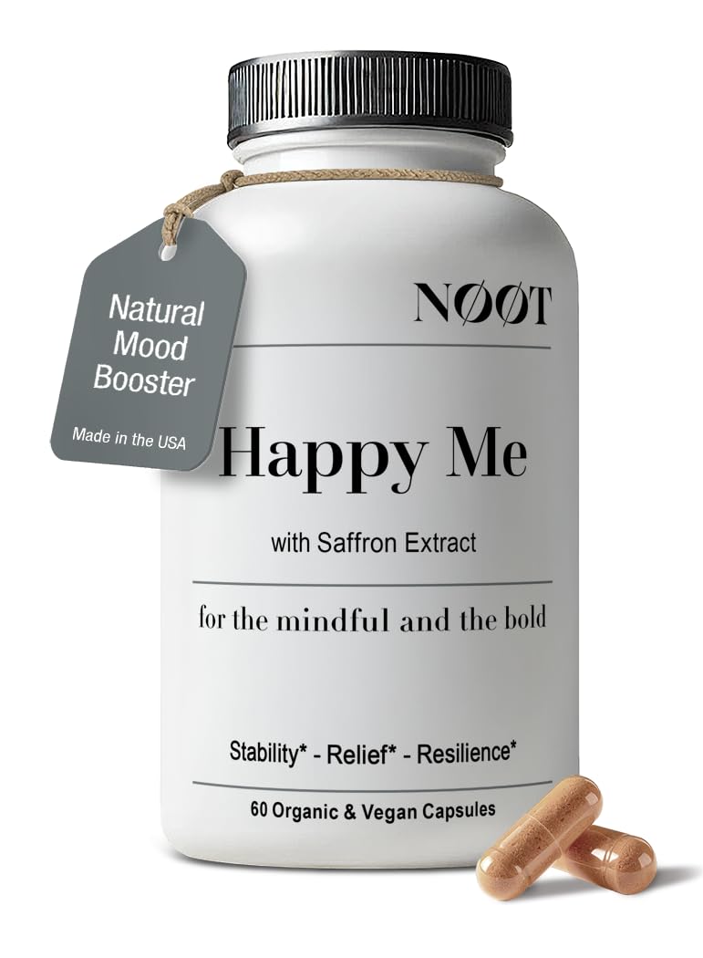NOOT Happy Me – Natural Mood Support Supplement for Women & Men | Saffron Supplement with Rhodiola & Maca Adaptogens | Supports Calm & Emotional Balance | Vegan, Plant-Based Happy Pills | 60 Capsules