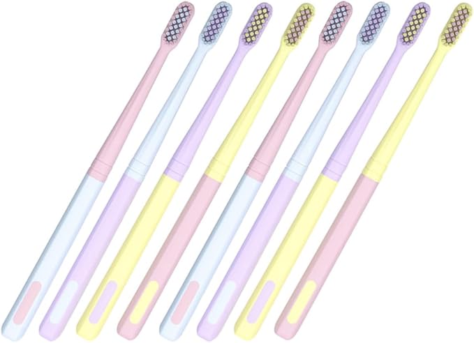 HAPINARY Soft Bristle Toothbrush for Adults 8pcs Travel Toothbrush Set, Small Head Portable Oral Care Brush with Soft Nylon Bristles, Household Tooth Cleaning Tool Suitable for Travel and