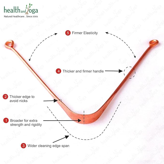 HealthAndYoga™ qSwipe Lite Copper Tongue Cleaners (Pack of 3) – Prevents Bad breath, Improves taste- Flexible, Curved ends provide good grip – Complete Oral Care/Hygiene for Travel/Office/Home