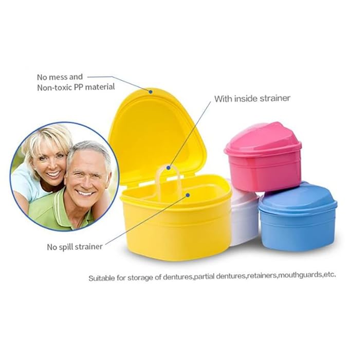 1PC Strong Denture Box With Simple Retrieval Tab Denture Bath Case False Teeth Storage Premium Mouth Guard Box Perfect To Safe Guard Dentures And Valuables(White)