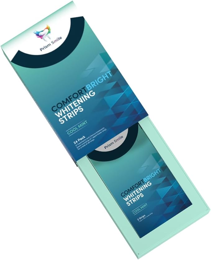 ComfortBright Cool Mint Teeth Whitening Strips, 24 Pack with Bonus Treatments, No-Slip Grip Technology, Professional Whitening Treatment