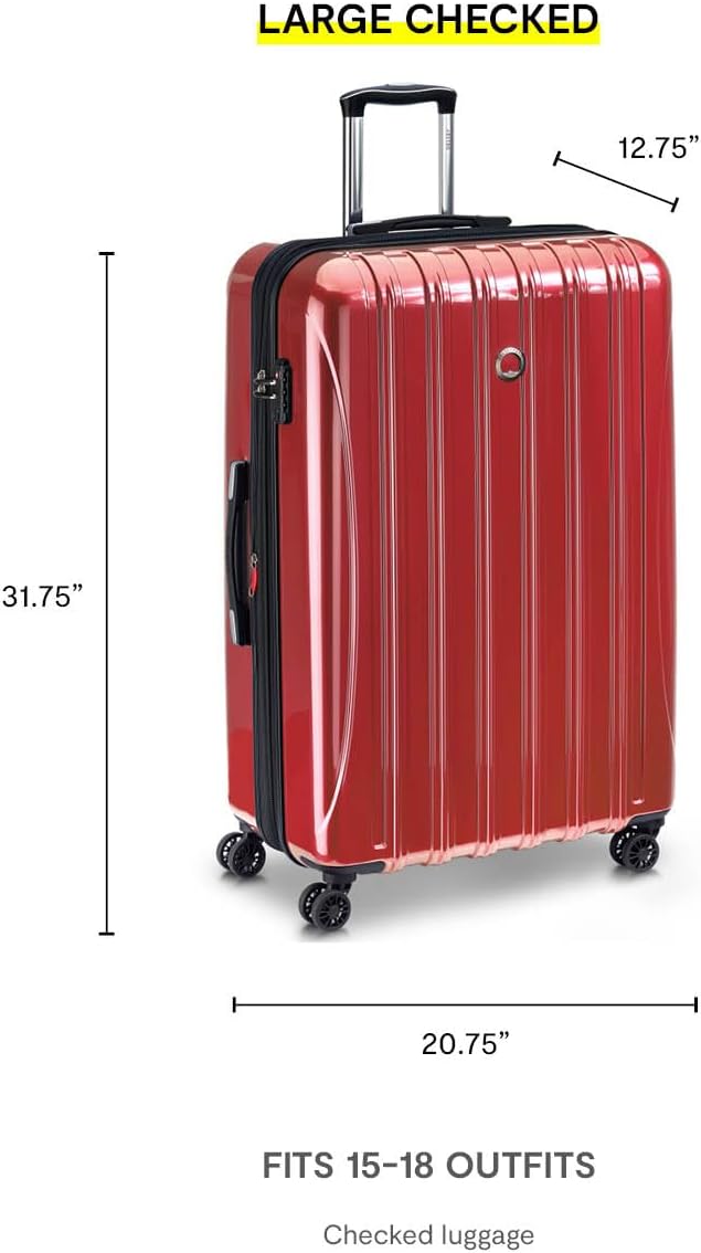 DELSEY PARIS Helium Aero Hardside Expandable Luggage with Spinner Wheels, Plum, Checked-Large 28 Inch