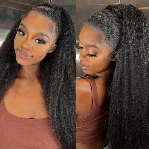 Knotless Pre-Separated Crochet Hair Extensions Kinky Straight 100% Human Hair Feather Crochet Braid Hair Extensions Natural Color 18Inch 60g