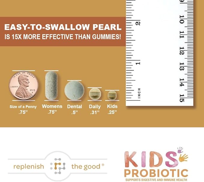 Kids Vegan Probiotics, 60 Tiny Pearls - Antibiotic Recovery - Helps Support Kids' Immune & Digestive System - 15x More Effective Than Gummies - Sugar Free, Easy to Swallow