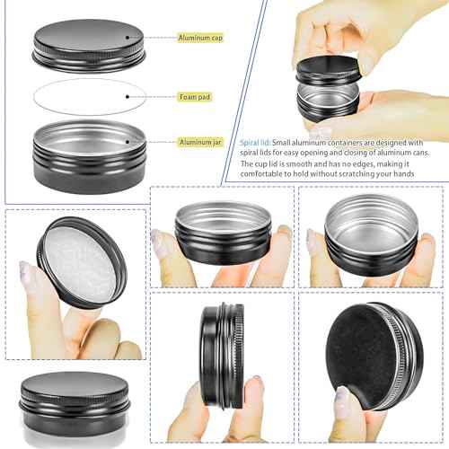 MotBach 24Pack 1oz Tin Jars, 30ml Metal Tin cans, 1Ounce Aluminum tin can jar Containers with Screw Lid for Lotion Bars, Toiletries, Creams, Samples, Makeup Cosmetic, Spices, Salve, Balms, Beard Balm
