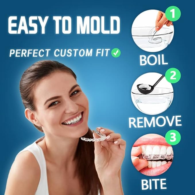 KOHEEL MG Moldable Mouth Guard for Teeth Grinding and Clenching, Perfect Fit Night Guard, Dental Guard for Bruxism Relief, 4 Count (4 Small)