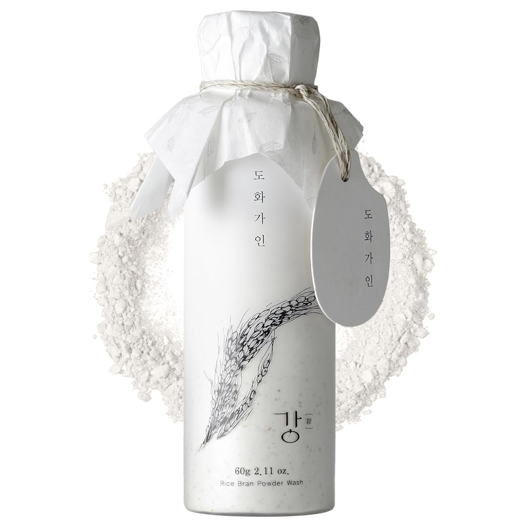 House of Dohwa Rice Bran Powder Wash | Gentle Exfoliating Face Wash for Sensitive Skin | Vegan Enzyme Face Scrubber & Exfoliator for Sebum Control – Product of Korea | 60 g (2.1 oz)