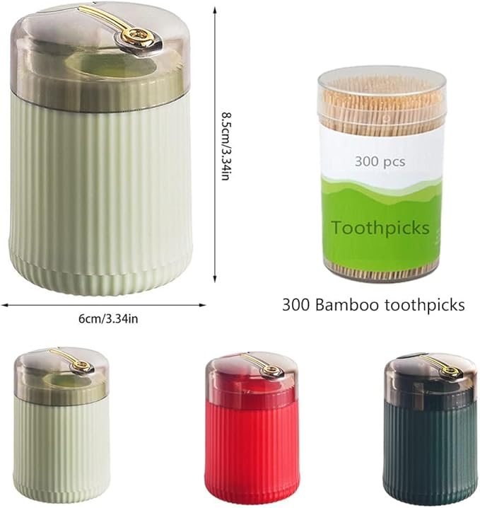 Portable Floss Dispenser with 100 Pcs Dental Floss, Dental Floss Dispenser Dental Floss Picks Case,Portable Automatic Floss Dispenser Floss Organizer Travel Floss Case (Dark Green+Red)