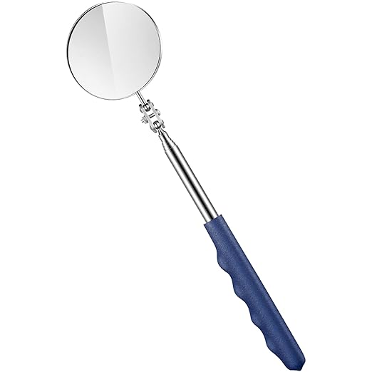 1 Pcs Telescoping Inspection Mirror Mechanics Automotive Tool with Long Handle Extendable Mirror on a Stick for Technicians Mechanics Contractors Checking Observation(Blue,Round)
