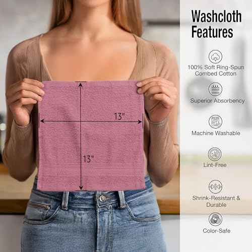 Washcloths, 12 Pack, 100% Extra Soft Ring Spun Cotton Wash Cloth, Size 13" X 13", Soft and Absorbent, Machine Washable, Vibrant Assorted Colors
