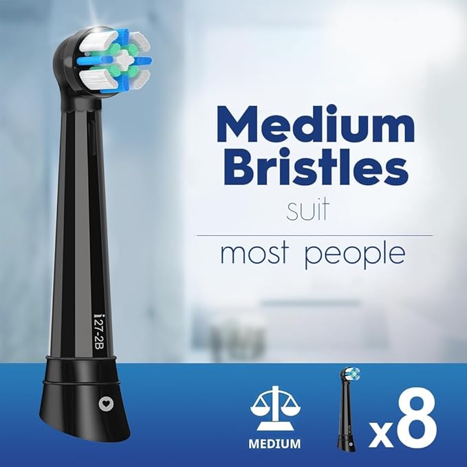 8 Pcs iO Replacement Heads Compatible with Oral B iO 2/3/4/5/6/7/8/9/10/Deep Clean Series Electric Toothbrush, IO Toothbrush Heads, Brush Heads with Medium-Hard bristles Care Your Teeth (Black)