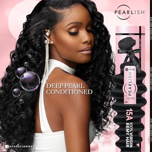 Sensationnel Pearlish bundle human hair - euro deep deep pearl conditioned 15a soft remy beauty supply sew in or glue on bundles (22 Inch, NATURAL/BLACK)