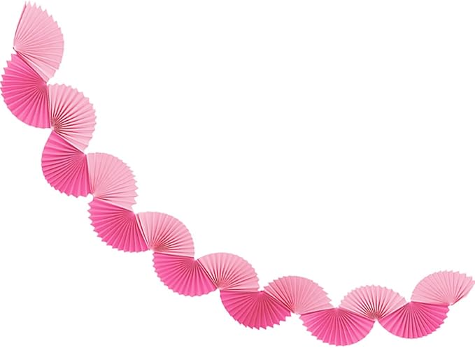 Pink Paper Fan Garland - Paper Fan Garland Party Decorations - Perfect for Birthday Parties, Holiday Decorations, Family Gatherings, Weddings and More (Pink)