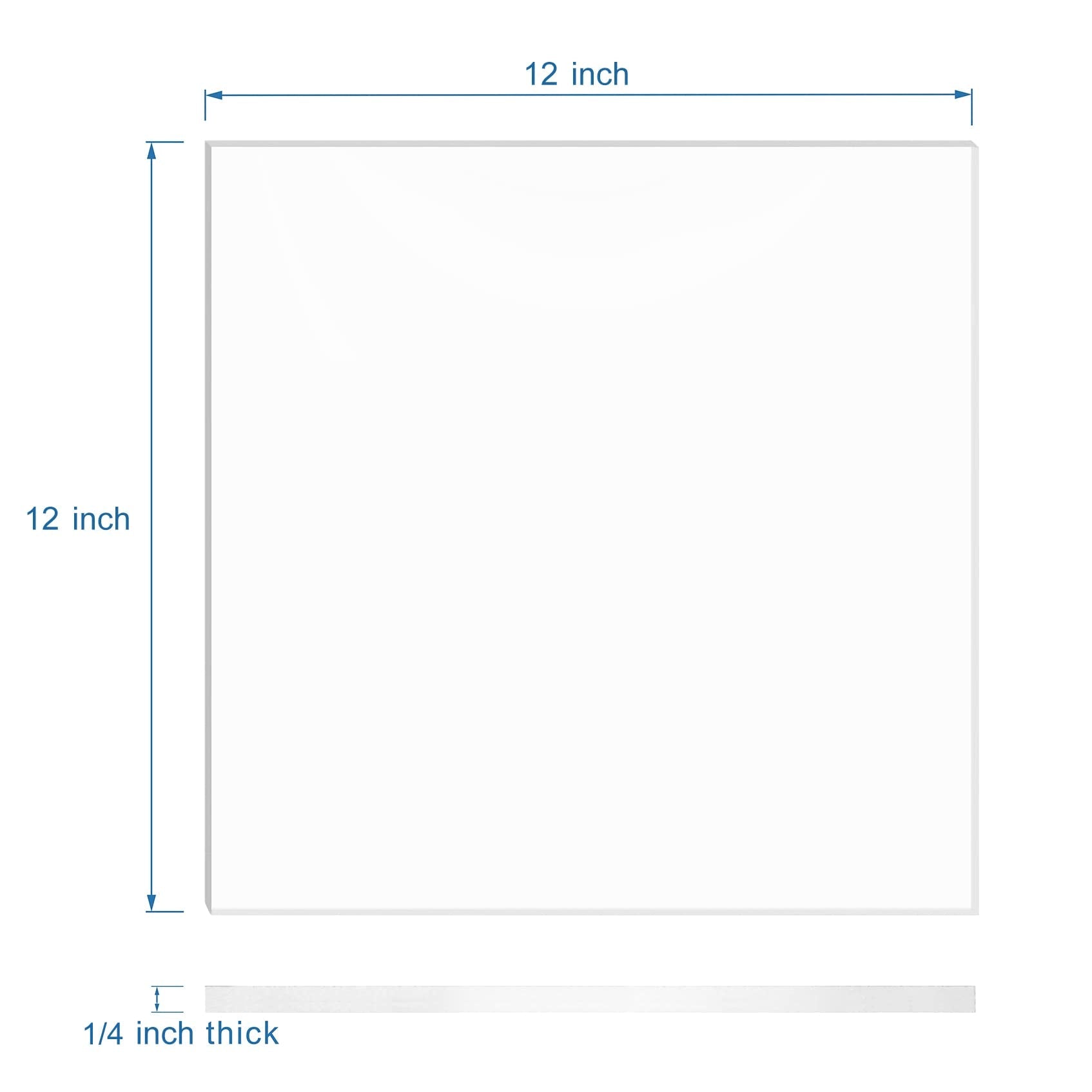 KAITELA Clear Acrylic Sheet 12" x 12" Cast Plexiglass Square 1/4" Thick (6mm) for Craft Projects, Wedding Sign, Laser Cutting, Engraving, Home Decor, Pack of 2