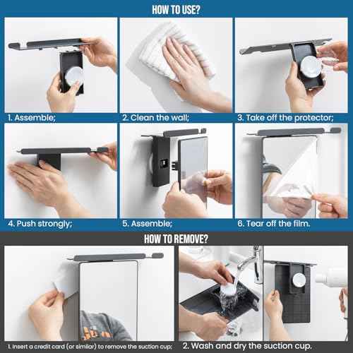 TAILI Shower Mirror Fogless for Shaving with Razor Holder, Anti-Fog with Powerful Suction for Bathroom,Makeup Shave Mirror Wall Mounted for Men & Women, Shatterproof & Removable,Grey