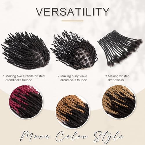DAIXI Curly Wave Loc Extensions Human Hair, 100% Real Human Hair Dreadlock Extensions for Man/Women Handmade Permanent Dread Extensions Can Be Dyed Bleached Twisted (0.4cm, 1B, 10 Inch 30 Strands)
