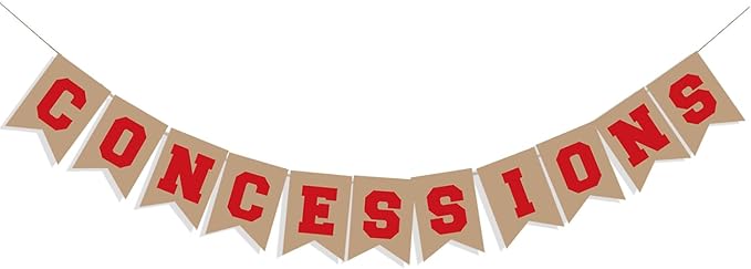 Baseball Sports Theme Concession Sign Garland Decor - Stand Supplies for Banner Decorations