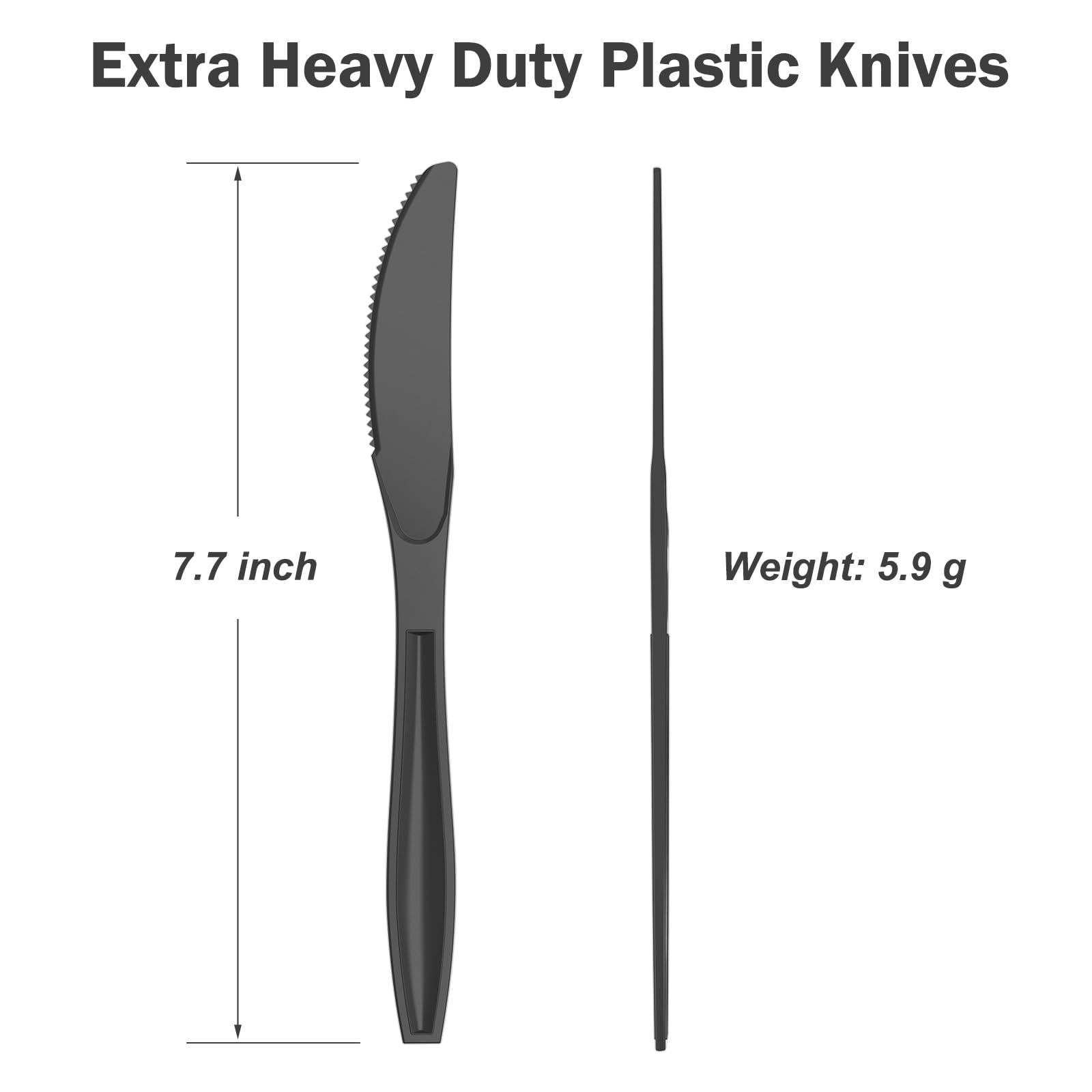 Dealusy 360 Count Extra Heavy Duty Black Plastic Knives Disposable, BPA-Free, Heat Resistant, Solid and Durable Disposable Knives Bulk, Premium Plastic Knives heavy duty for Party Supply