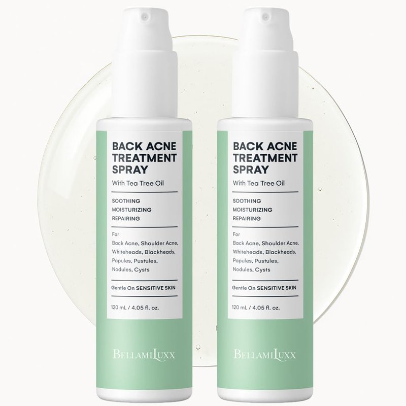 BellamiLuxx Back & Body Acne Treatment: 2% Salicylic Acid Back Acne Spray for Clear, Soothe & Moisturize - Effective Bacne Treatment with Tea Tree Oil, Body Acne Spray for Men, Women & Teens