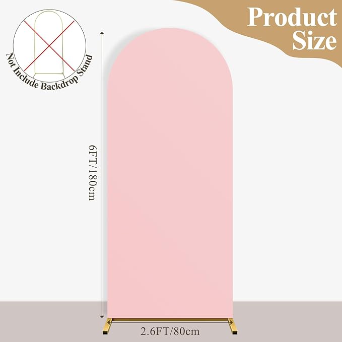 Ledido Wedding Arch Backdrop Cover 6FT Arch Covers Fitted Stretchy Spandex Round Top Stand Backdrop Cover for Wedding Banquet Ceremony Birthday Party Baby Shower Event Decoration,Pale Pink