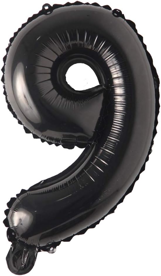 Black 28 inch Letter Balloons Alphabet Number Balloons Foil Mylar Party Wedding Bachelorette Birthday Bridal Baby Shower Graduation Anniversary Celebration Decoration (Can not Float) (28 inch Black 9)